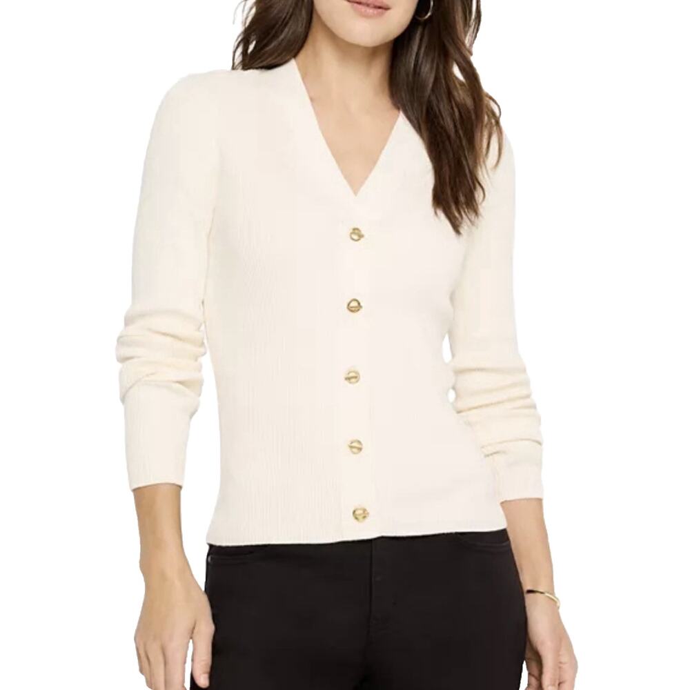 NIC+ZOE Cream Rib Knit Toggle Closure Cardigan Sweater NWT Small